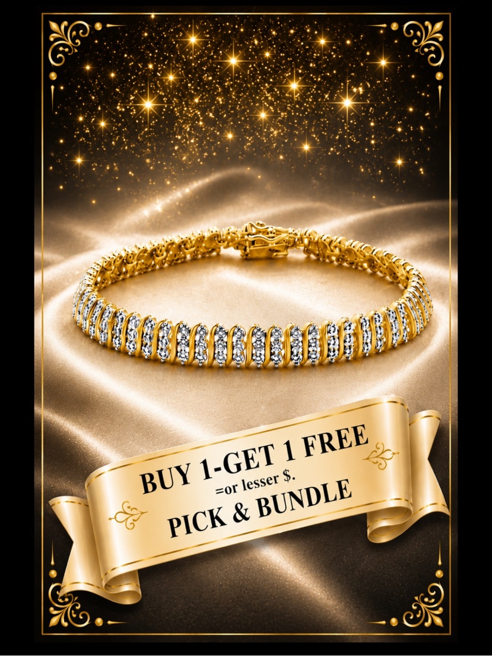 Sparkle Allure Diamond Accent Tennis Bracelet 14K Gold Over Bronze Length 7.25”